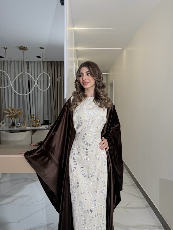 جلابية ملاك( نقشة 2) Batwing Sleeve Long Dress