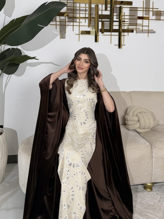جلابية ملاك( نقشة 2) Batwing Sleeve Long Dress
