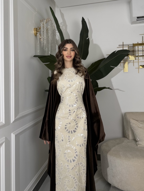 جلابية ملاك( نقشة 2) Batwing Sleeve Long Dress