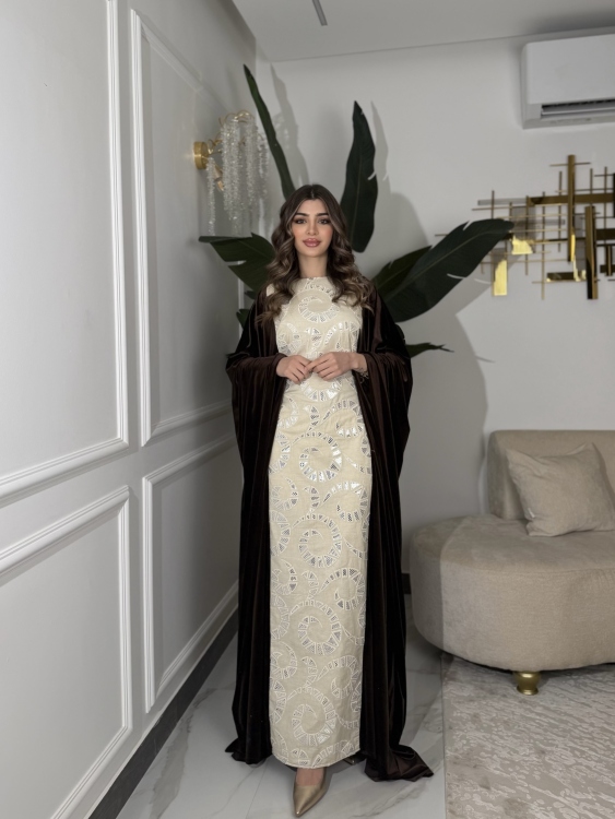 جلابية ملاك( نقشة 2) Batwing Sleeve Long Dress