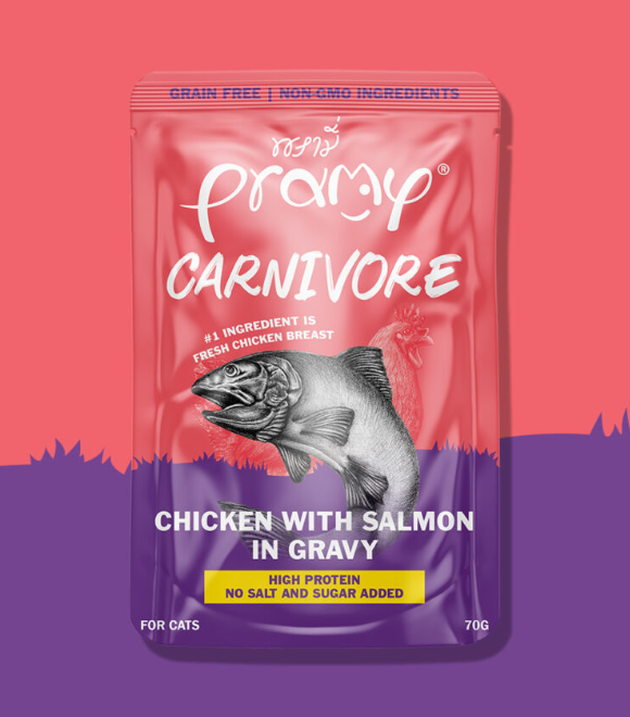 Pramy Carnivore Chicken with Salmon In Gravy Cat Pouch 70g