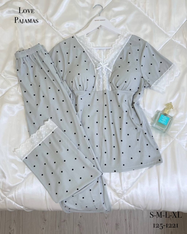 بيجامه قطن محزز 