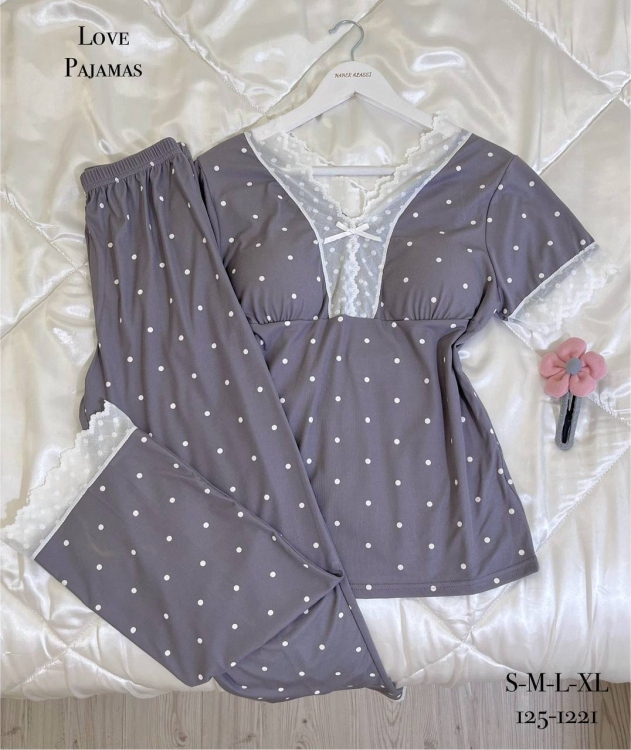 بيجامه قطن محزز 