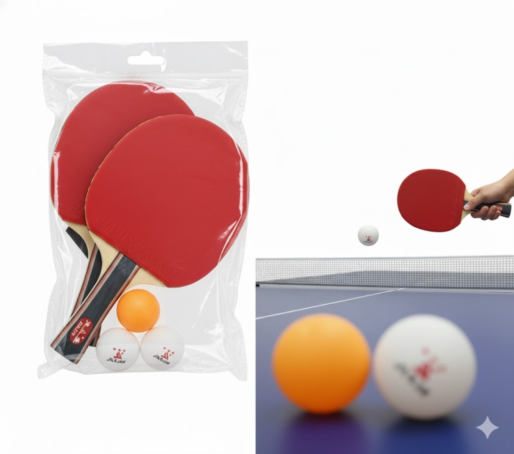 مضارب طاولة تنس مع 3 كرات