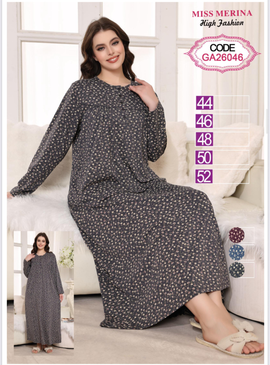 قميص نوم كم كامل قطن 26046