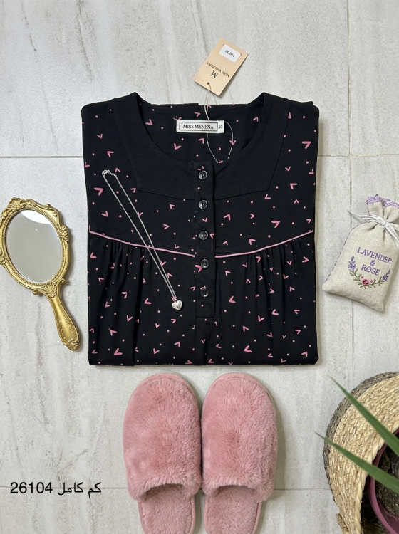 قميص نوم كم كامل قطن26104