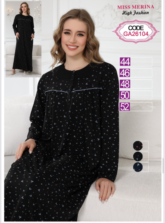 قميص نوم كم كامل قطن26104