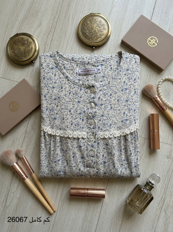 قميص نوم كم كامل قطن26067