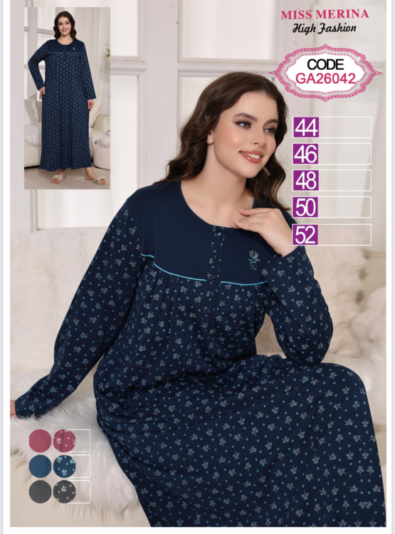 قميص نوم كم كامل  قطن 26042