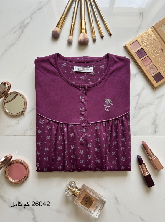 قميص نوم كم كامل  قطن 26042