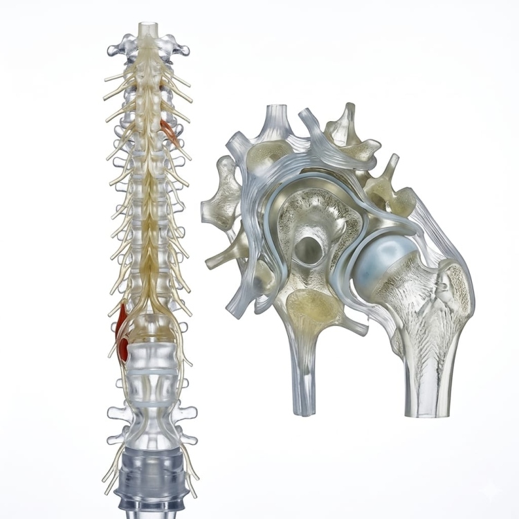 نموذج تشريح العمود الفقري والمفصل الوركي،