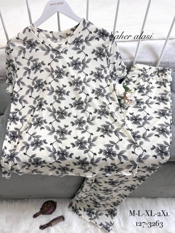 بيجامه فسيكوز محزز 3263