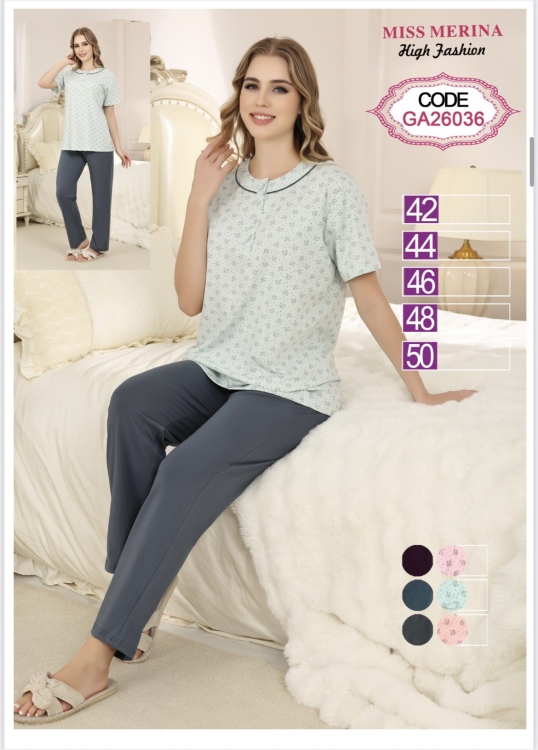 بيجامه قطن نص كم 26036 