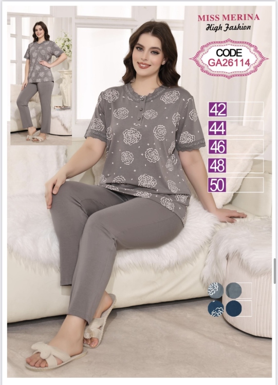 بيجامه قطن نص كم  26114