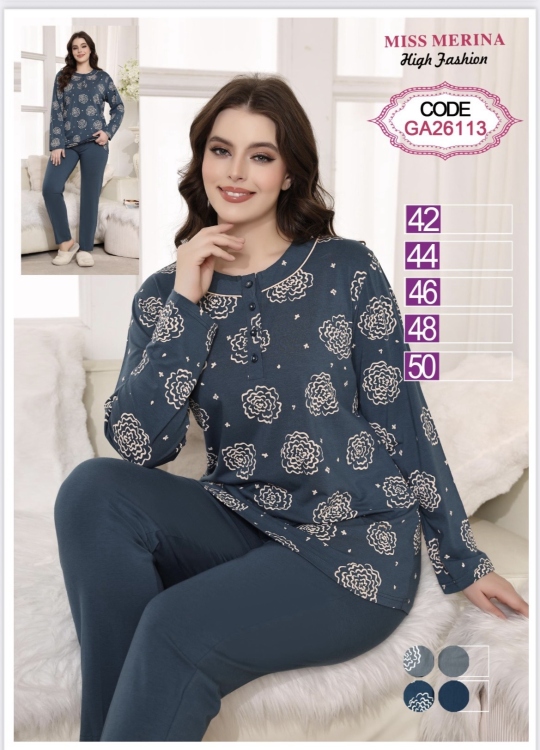 بيجامه قطن كم كامل  26113