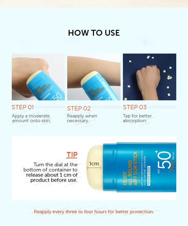  SCINIC  Enjoy Super Active Airy Sun Stick SPF50 + PA++++  ستيك الوقايه من اشعه الشمس 
