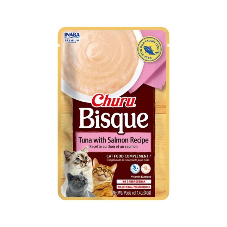 INABA churu bisque tuna with sdalmon recipe 40G