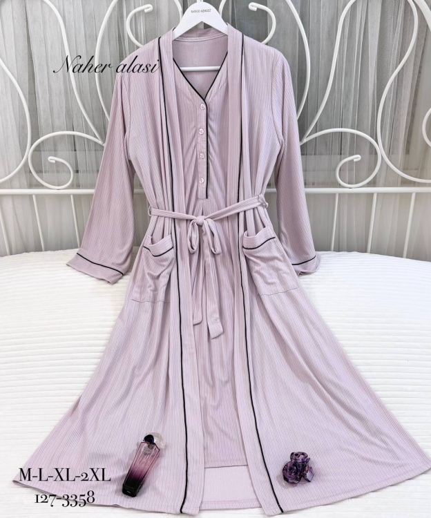 قميص نوم مع روب حمل ونفاس 3358