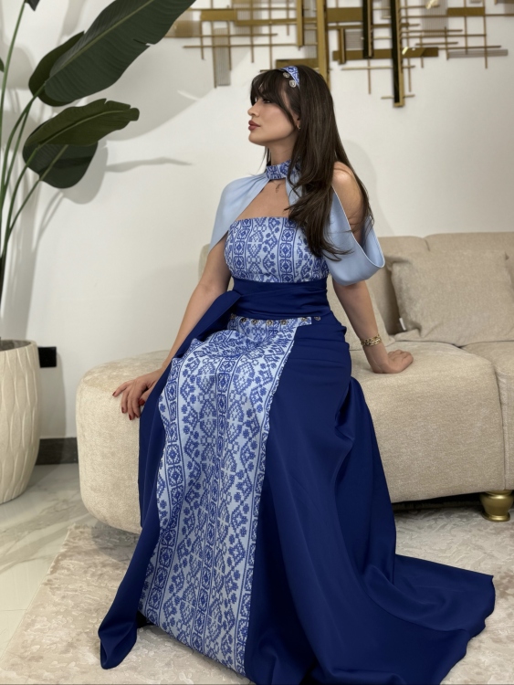 Henna Embroidery Dress(blue)