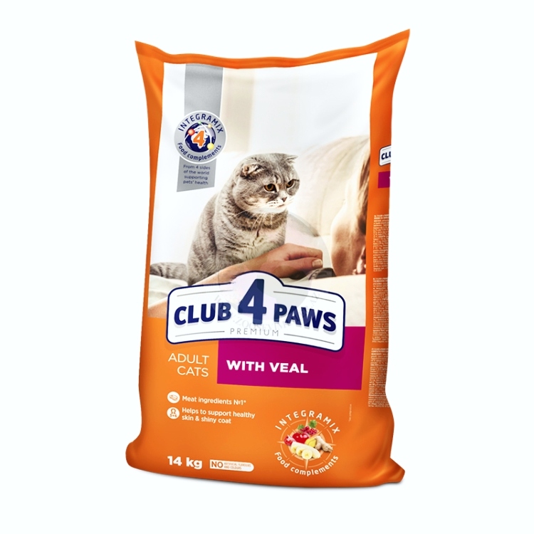 Club 4 paws دراي فود القطط البالغة بلحم العجل 