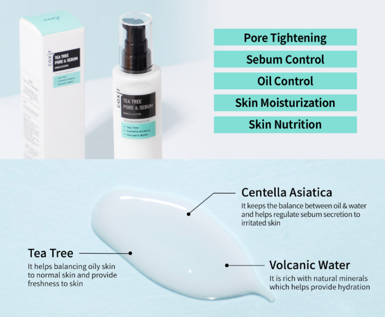 Coxir, Tea Tree Pore & Sebum Emulsion