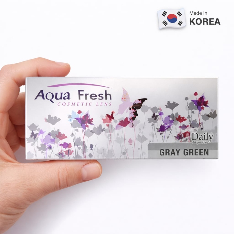 عدسات الاصقة عدد 5 ازواج اكوا فرش الكورية GRAY GREEN