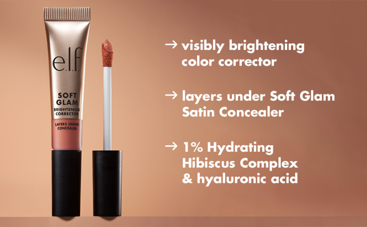 Elf Soft Glam Brightening Corrector, Helps Minimize Dark Circles & Discoloration, Hydrating With A Natural Finish, , Light Pink