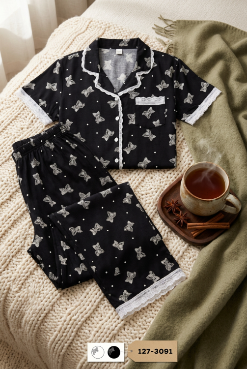 بيجامه فسيكوز قطن 3091