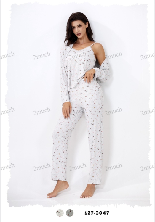 بيجامه 3 قطع  قطن 3047