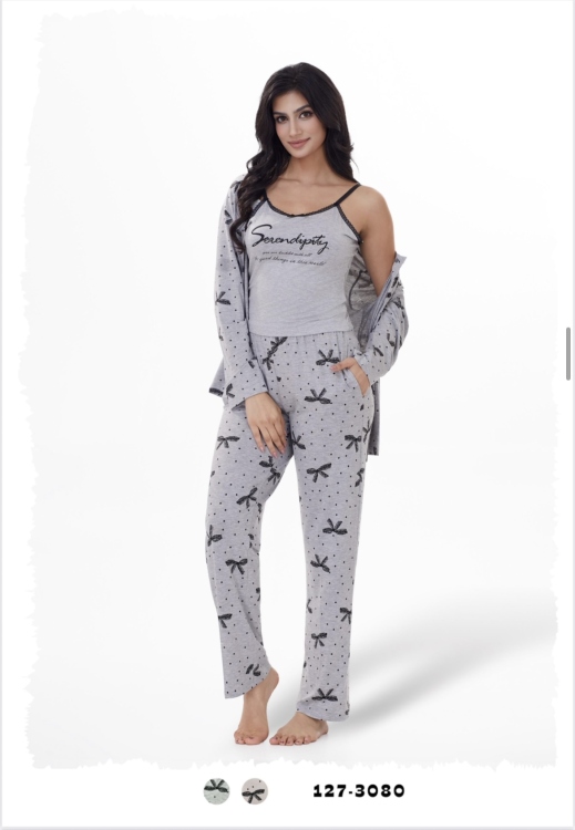 بيجامه 3 قطع فسيكوز قطن 3080