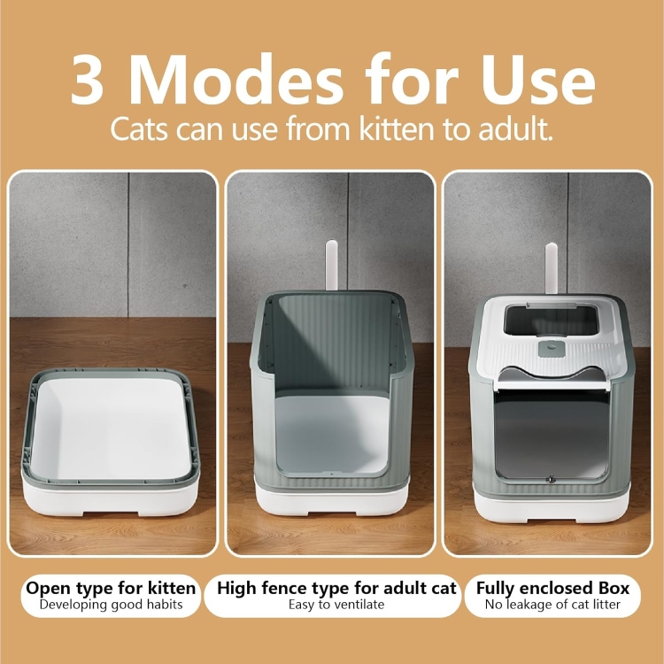 Fully Enclosed Cat Litter Box Top Entry, Upgraded Covered Litter , Anti-Splashing Easy to Clean   