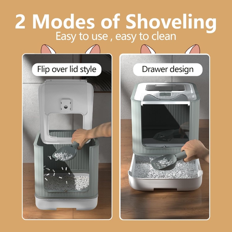 Fully Enclosed Cat Litter Box Top Entry, Upgraded Covered Litter , Anti-Splashing Easy to Clean   