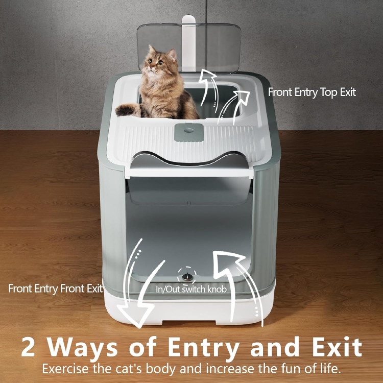 Fully Enclosed Cat Litter Box Top Entry, Upgraded Covered Litter , Anti-Splashing Easy to Clean   