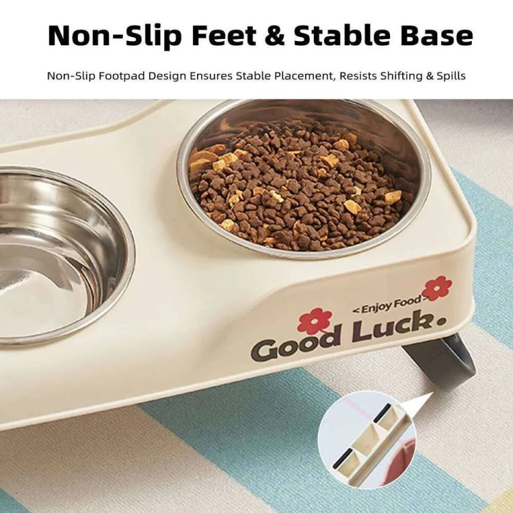 صحن مزدوج ستانلس مع ستاند 