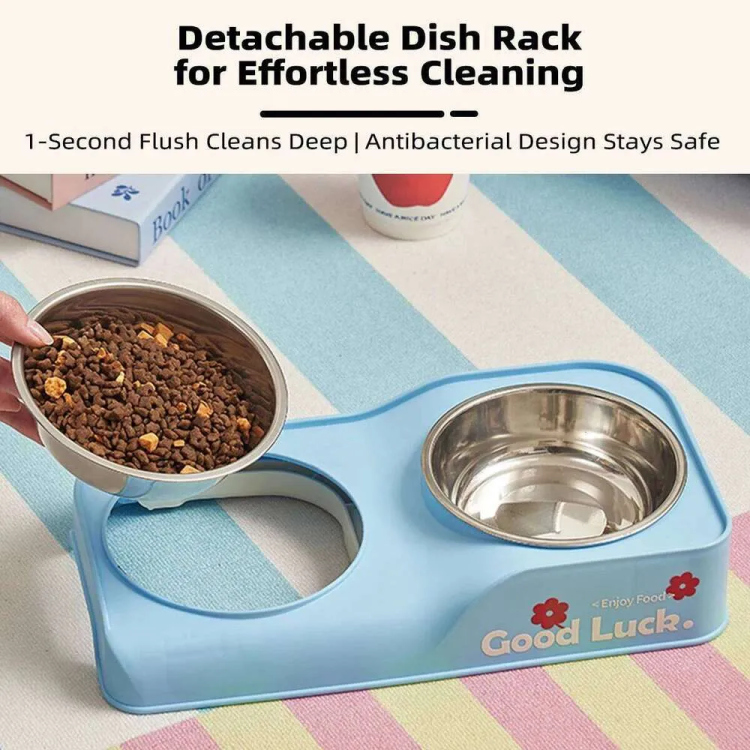 صحن مزدوج ستانلس مع ستاند 