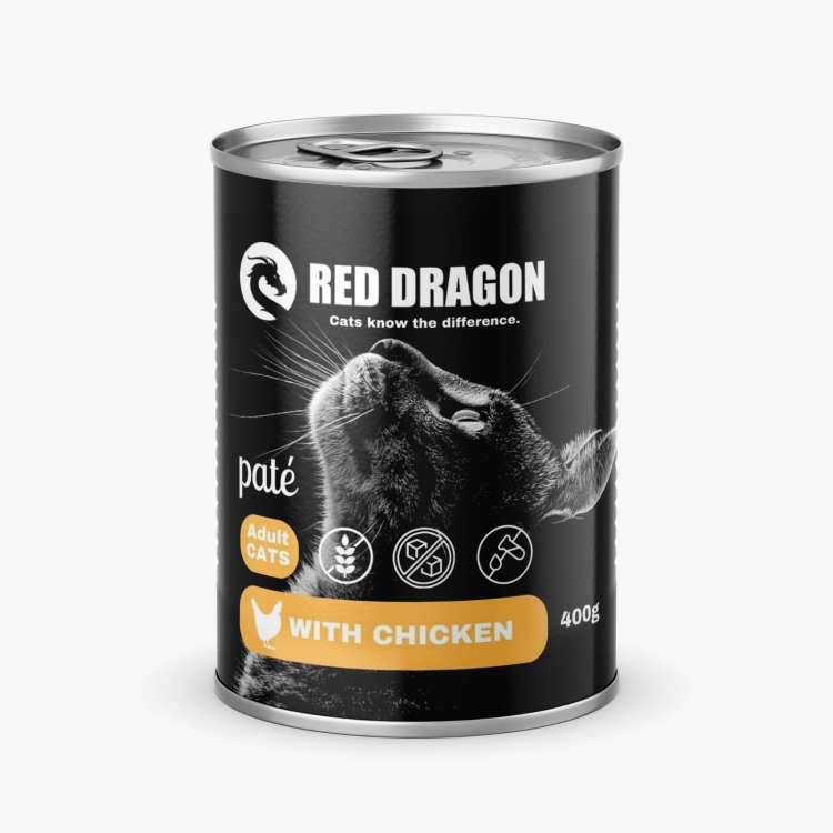 Red dragon wet food chicken Pate عدد 24 علبه