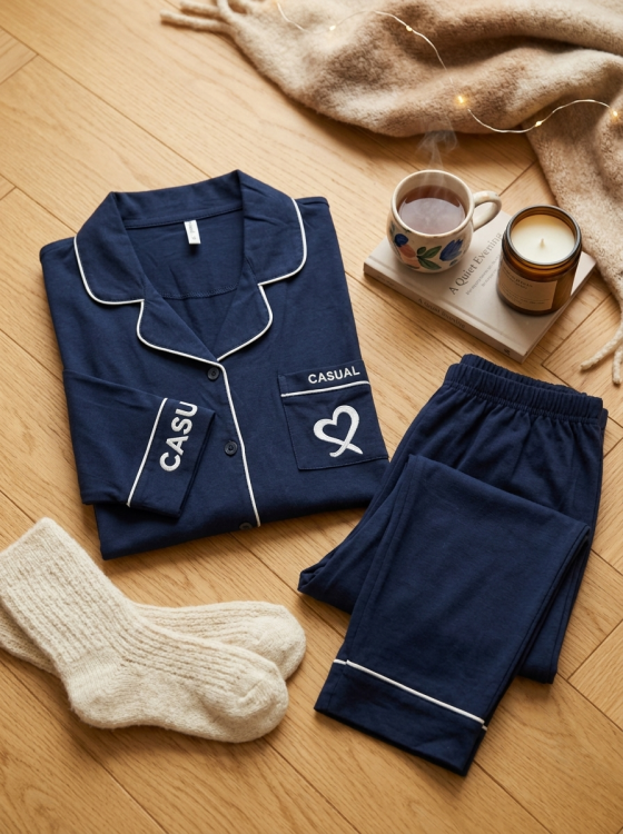 بيجامه قطعتين بيور قطن  3253