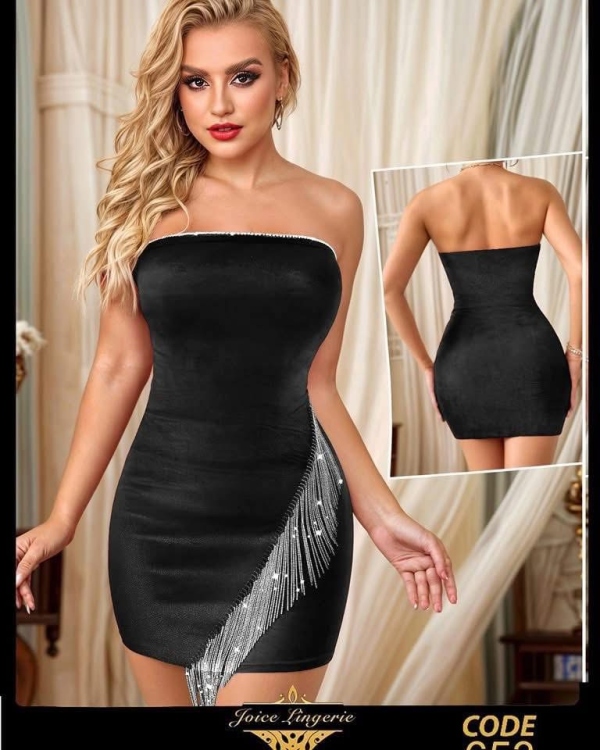 فستان مخمل قصير 