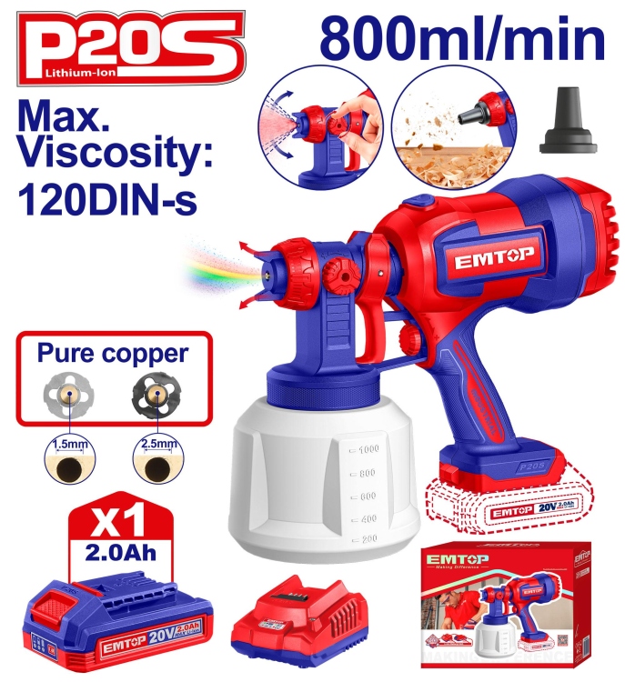 فرد رش دهان و بلور شحن مع بطاريه و شاحن ELSG20042     20 V   