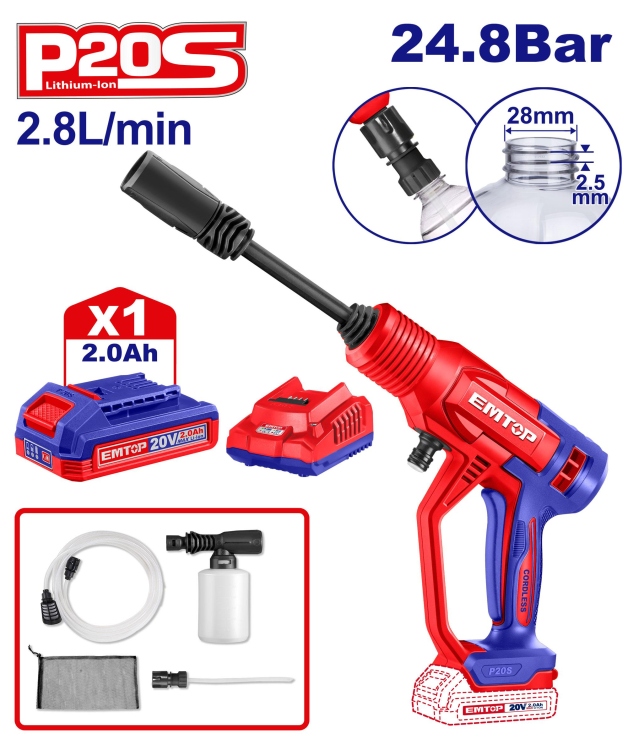 ماكنه غسيل سياره 20V شحن 24.8 bar  مع بطاريه شاحن  ELPW20362