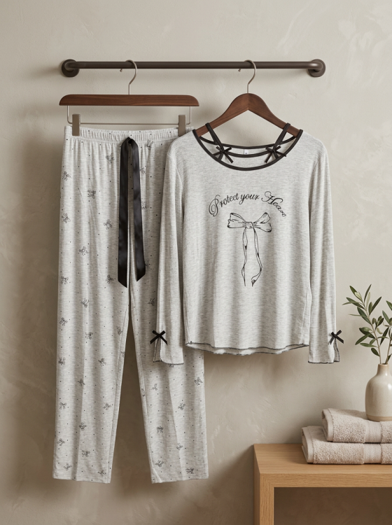 بيجامه محزز قطن 3042