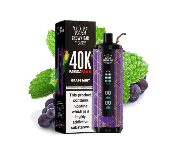 ALFAKHER CROWN BAR - Grape Mint - 40K Puff, Rechargeable, Disposable Vape 