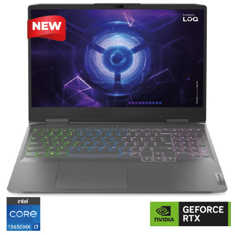LENOVO LOQ 15IRX9  I7-13650HX, NVIDIA RTX 3050 6GB  16GB DDR5- 512GB SSD- 15.6" FHD IPS 144HZ