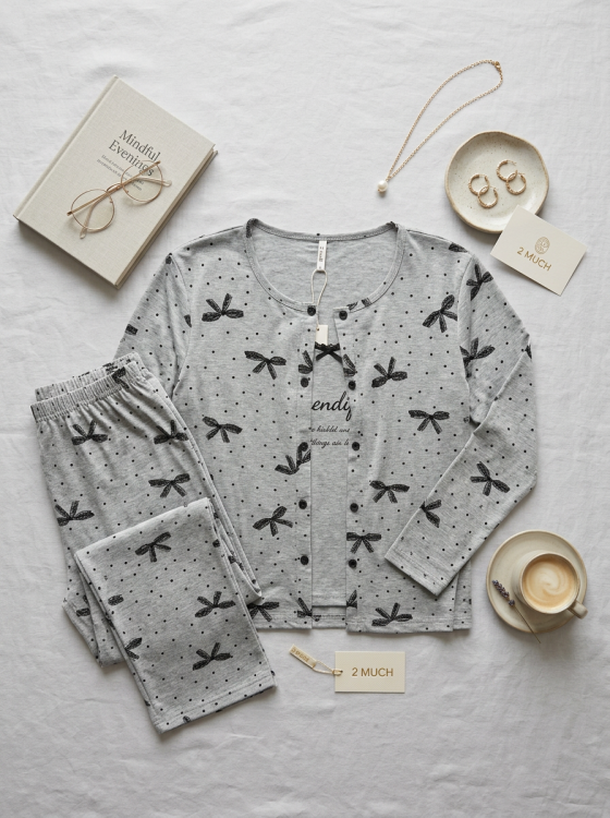 بيجامه 3 قطع فسيكوز قطن 3080