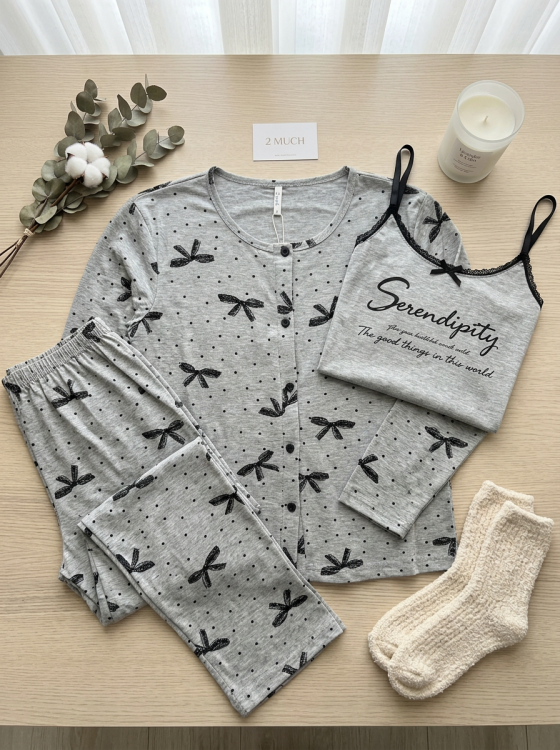 بيجامه 3 قطع فسيكوز قطن 3080