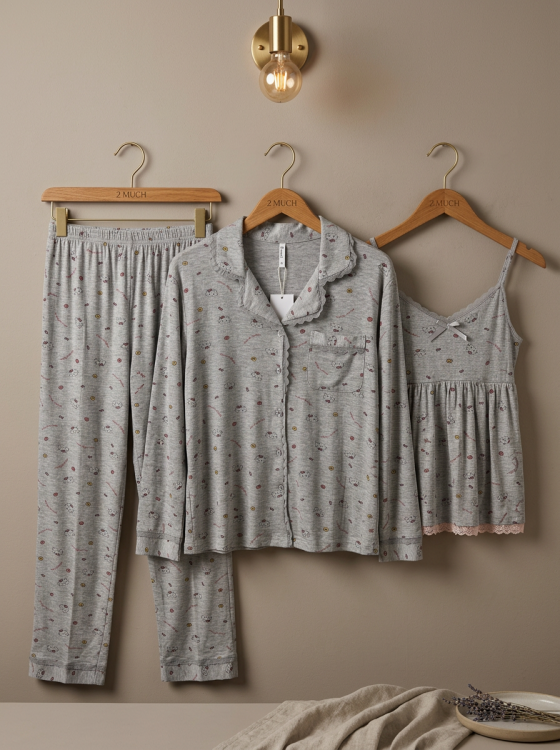 بيجامه 3 قطع  قطن 3047