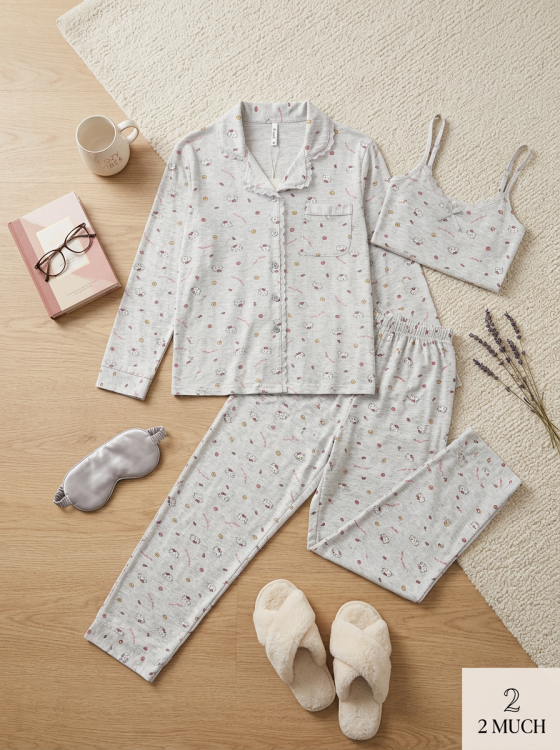 بيجامه 3 قطع  قطن 3047