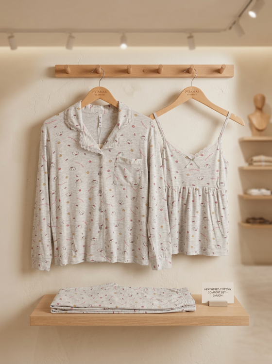 بيجامه 3 قطع  قطن 3047