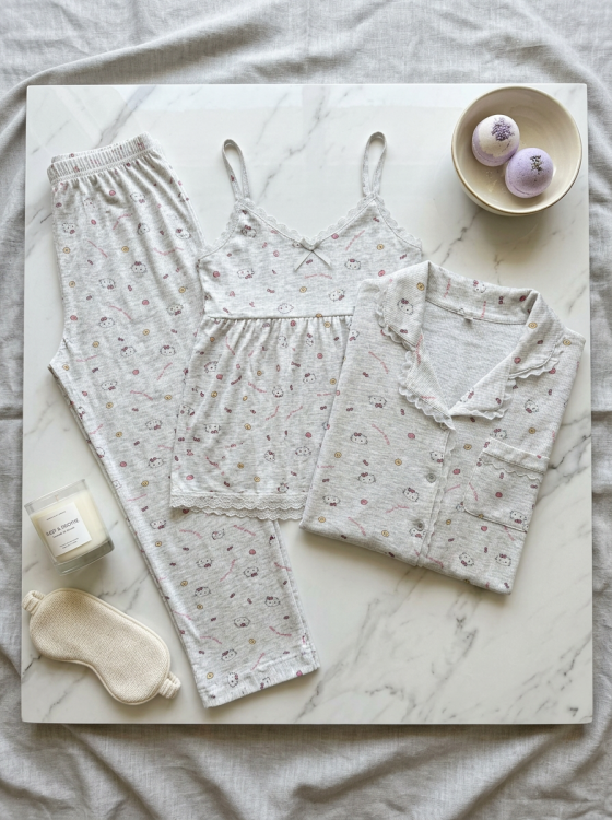 بيجامه 3 قطع  قطن 3047