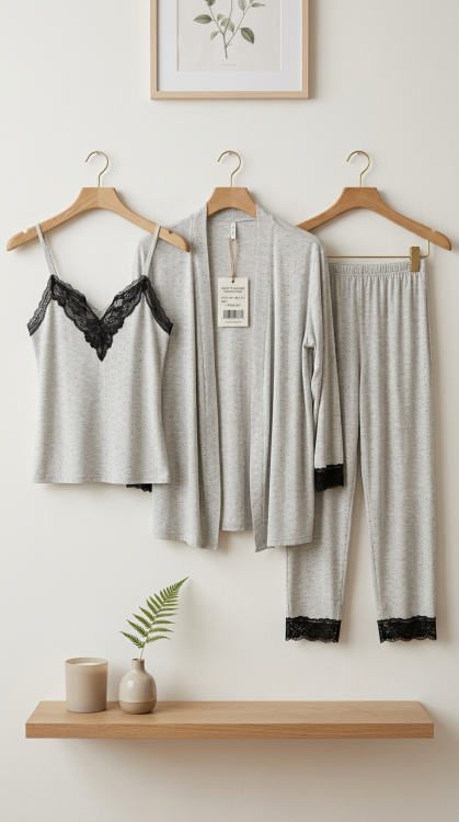 بيجامه 3 قطع  قطن 3008